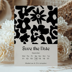 Moderne Boho Bloemen Trouwkalender Bewaar de datum Save The Date