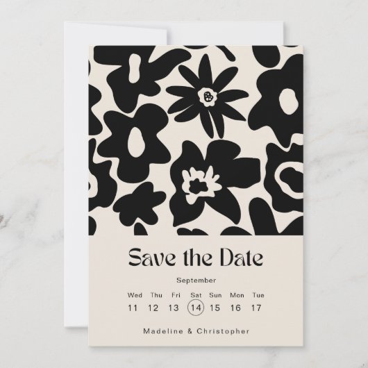 Moderne Boho Bloemen Trouwkalender Bewaar de datum Save The Date (Voorkant)