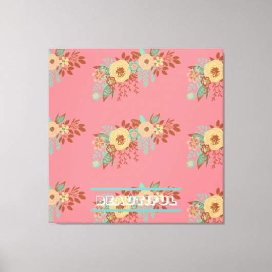 Moderne Boho Bloemenroze Canvas Afdruk (Voorkant)