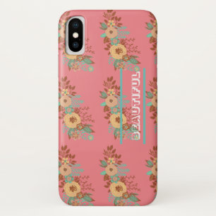 Moderne Boho Bloemenroze iPhone X Hoesje