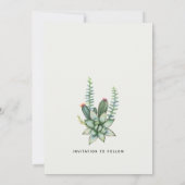 Moderne Boho Bloemige Botanische Succulente Trouwd Save The Date (Achterkant)