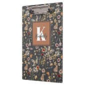 Moderne Boho Bloemige Monogram Naam Klembord (Links)