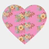 Moderne Boho Bloemige Trendy Huisdecoratie   Hart Sticker (Voorkant)