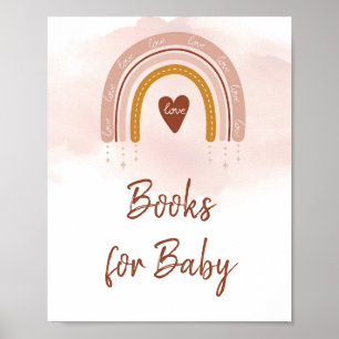 Moderne boho Blush Pink Rainbow Books for Baby Sig Poster