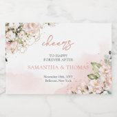 Moderne Boho blush roze bloemengoud schittert Sparkling Wijnetiket (Enkel label)