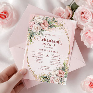 Moderne Boho Blush Roze Groene Proefbruiloftsdiner Kaart