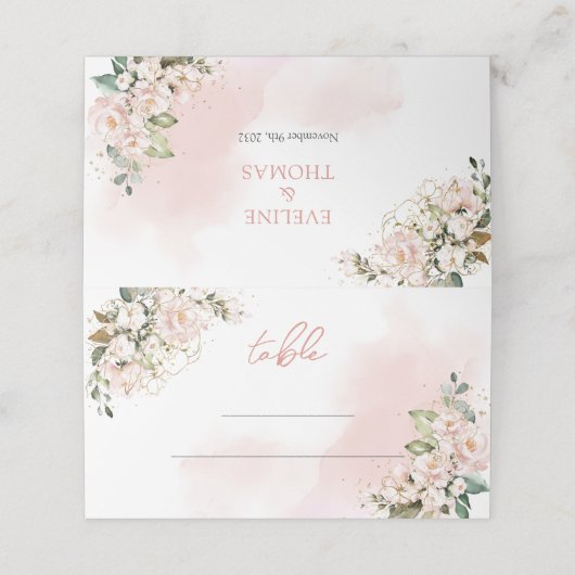 Moderne Boho blush roze rozen bloemengoud sparkles (Buitenkant ongevouwen)