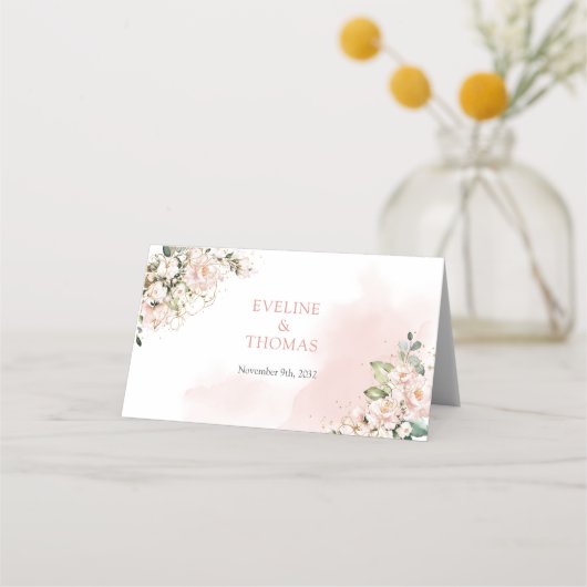 Moderne Boho blush roze rozen bloemengoud sparkles (Achterkant)