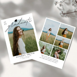 Moderne Boho Boog 6 Foto's Afstudeer Uitnodiging