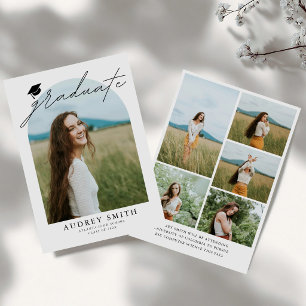 Moderne Boho Boog 6 Foto's Afstudeer Uitnodiging