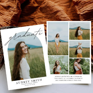 Moderne Boho Boog 6 Foto's Afstudeer Uitnodiging
