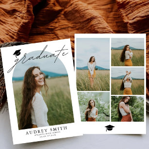 Moderne Boho Boog 6 Foto's Afstudeeruitnodiging Aankondiging