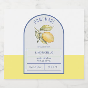 Moderne Boho boog citroenen Limoncello bruiloft fl Likeurfles Etiket