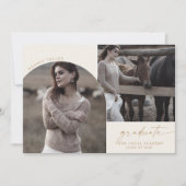 Moderne Boho Boog Crème Afstudeerfoto 3 Afstudeerf Aankondiging (Voorkant)