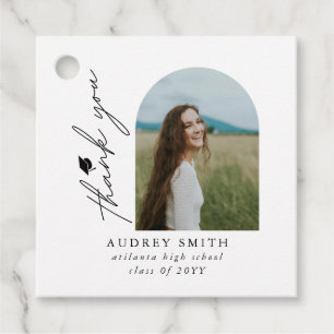 Moderne Boho Boog Foto Afstudeer Dankjewel Bedankjes Labels