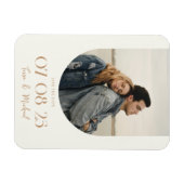 Moderne Boho Boog Foto Ivory Tan Save the Date Magneet (Horizontaal)