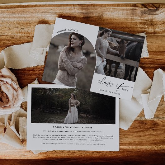 Moderne Boho boogklasse van 2024 3 Foto Afstuderen Aankondiging