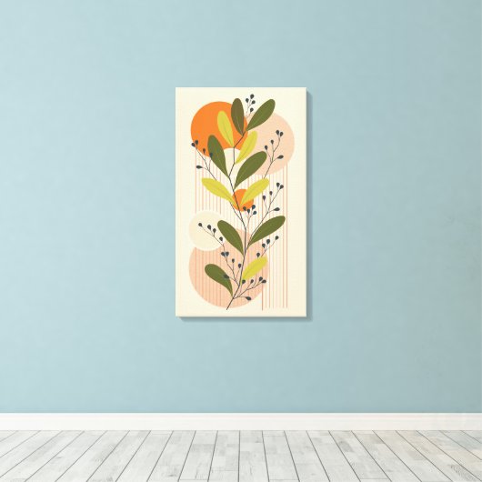 Moderne Boho, Botanische en Geometrische Art Style Canvas Afdruk (Insitu (Houten vloer))