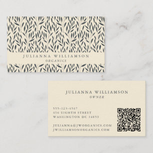 Moderne Boho Botanische Vintage Zwart Witte QR Visitekaartje