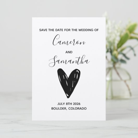 Moderne boho bruiloft bewaar de datum save the date (Staand voorkant)
