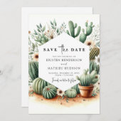 Moderne Boho Cactus bruiloft Save The Date (Voorkant / Achterkant)