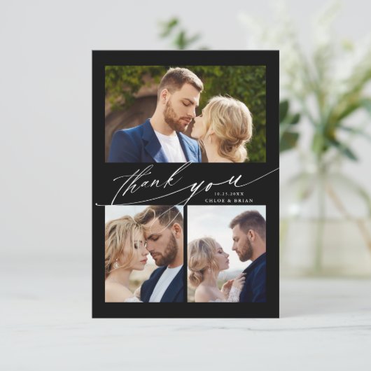 Moderne Boho Calligraphie 4 Mariage photo Merci (Debout devant)