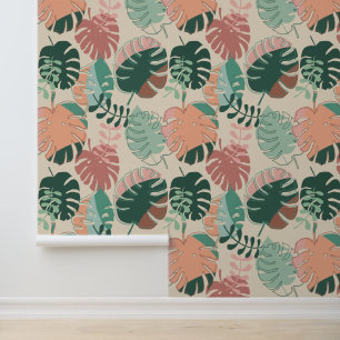 Moderne Boho Chic Tropische Monstera bladeren patr Behang