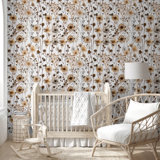 Moderne Boho Chic Wildflower Gedroogde  Bloem Behang (Kinderen)