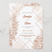 Moderne Boho Chique Pioen Botanische Bloem Bruilof Kaart (Voorkant / Achterkant)