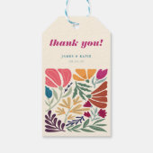 Moderne Boho chique retro bloemenbruiloft dank u Cadeaulabel (Achterkant)