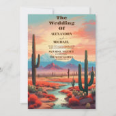 Moderne Boho Desert Mountain bruiloft Kaart (Voorkant)