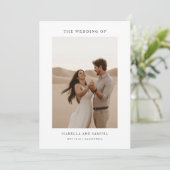 Moderne Boho Eenvoudige 2 foto bruiloft Kaart (Staand voorkant)