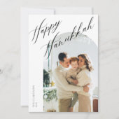 Moderne Boho Elegante Script Hanukkah Kaart (Voorkant)