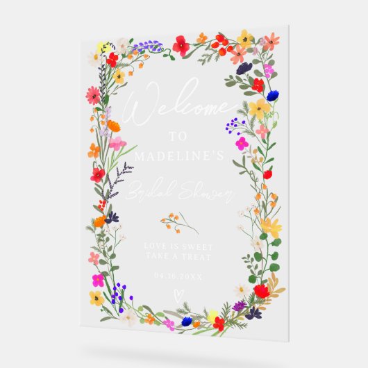 Moderne boho fleurs sauvages lumineuses de bienven (Angle)