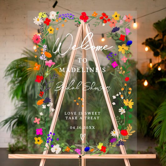 Moderne boho fleurs sauvages mariage accueil