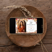 Moderne Boho Floral 21e Verjaardag Foto Kaart