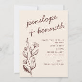 Moderne Boho Floral Aardse Herfst Rust Wedding Kaart (Voorkant)