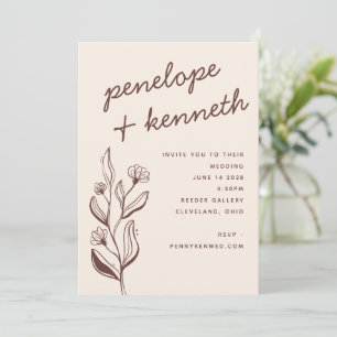 Moderne Boho Floral Aardse Herfst Rust Wedding Kaart
