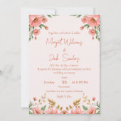 Moderne Boho Floral Dusty Peach Ivory Wedding Kaart (Voorkant)