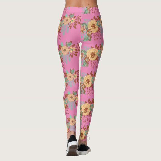 Moderne Boho Floral Home Decor Leggings (Achterkant)