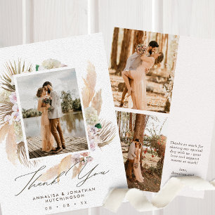 Moderne Boho Floral Multi foto bruiloft Bedankkaart