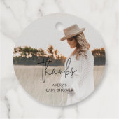 Moderne Boho foto dank u Baby shower Bedankjes Labels (Achterkant)
