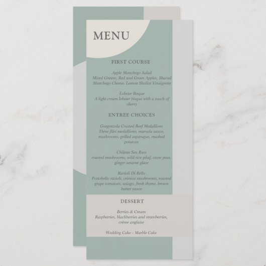 Moderne Boho Geometrische Abstracte Groen Grijs Ta Menu (Voorkant / Achterkant)