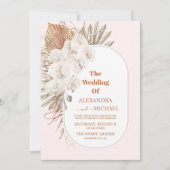 moderne boho greenery pampas gras bruiloft kaart (Voorkant)