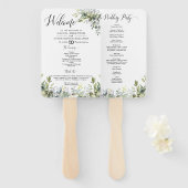 Moderne Boho Greenery Wedding Program Fan Handwaaier (Voorkant en achterkant)