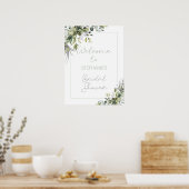 Moderne Boho Groene Bladgroenten Bruiloft Feest Be Poster (Keuken)