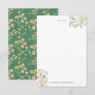 Moderne Boho groene bloempatroon Bedankkaart