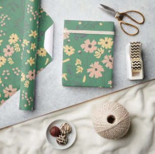 Moderne Boho groene bloempatroon Cadeaupapier