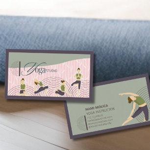 Moderne Boho Groene Roze Yoga Instructeur Visitekaartje