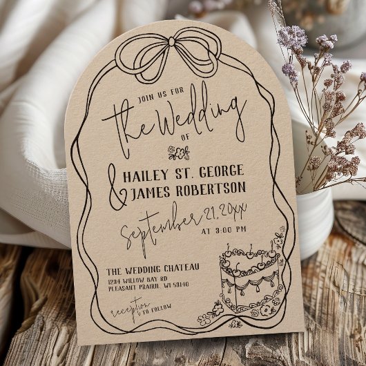 Moderne boho hand getrokken boog KRAFT retro bruil Kaart